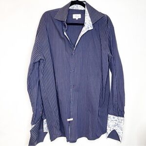 Touch The Collection | Blue Striped contrasting cuffs